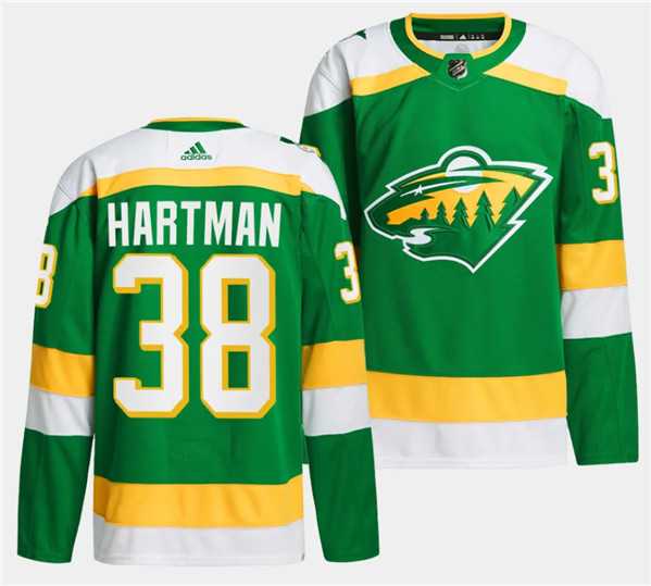Men%27s Minnesota Wild #38 Ryan Hartman Green 2023-24 Stitched Jersey Dzhi